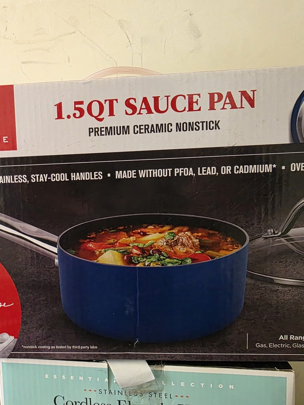 1.5QT Blue Ceramic Nonstick Sauce Pan